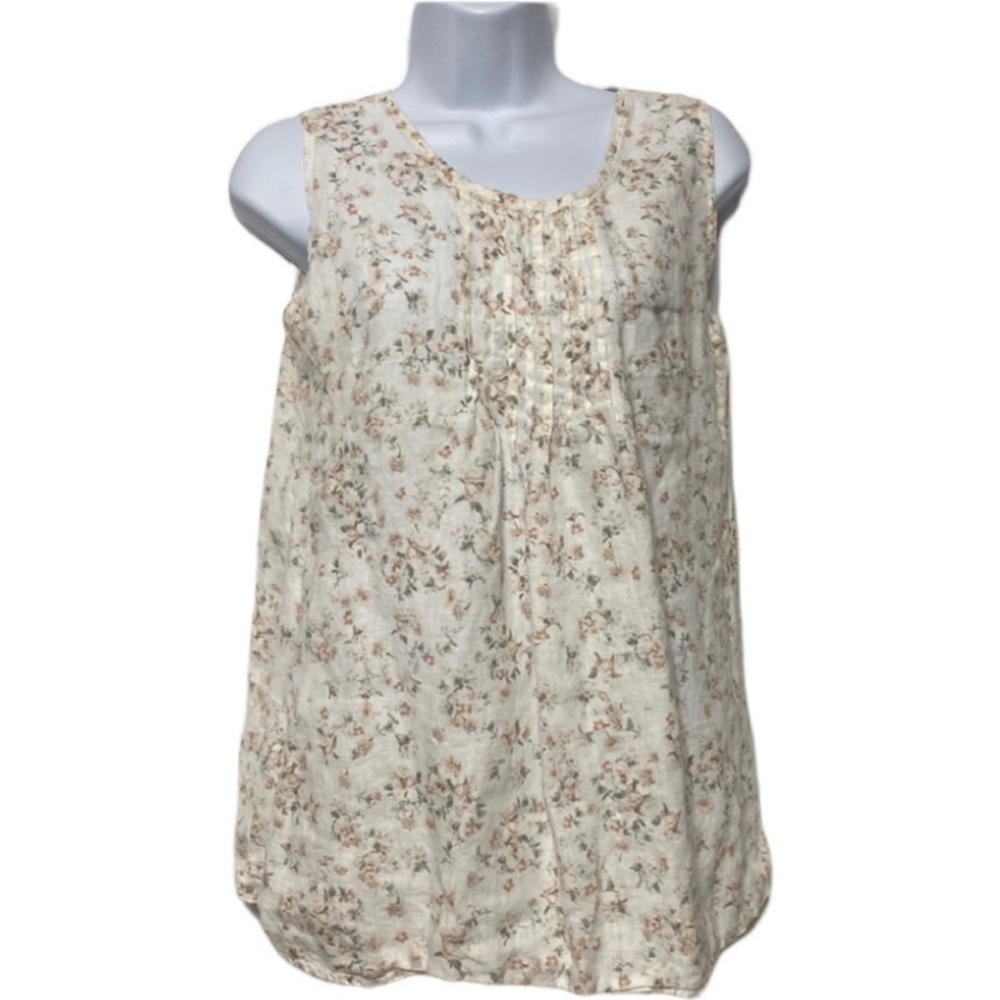 LAURA BIANCHI ITALY Ditzy Floral LINEN Top Size medium